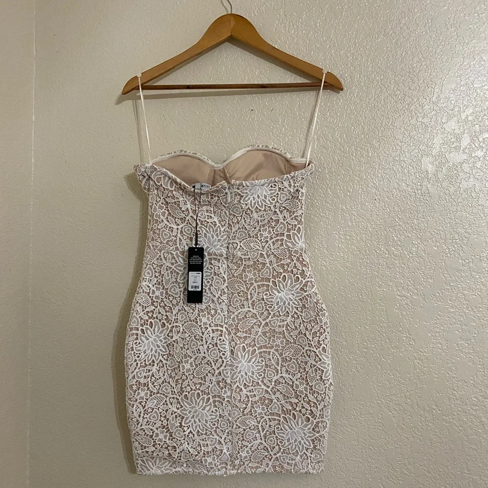 Fashion Nova Strapless White Lace Dress - Picture 2 of 5
